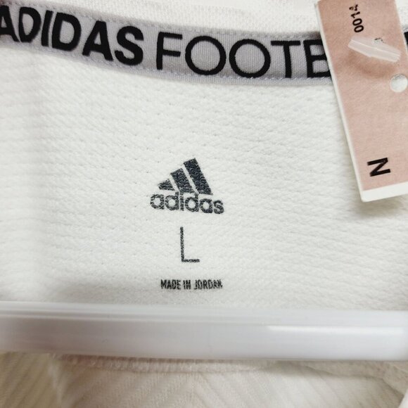 Adidas Foosball Womens V-Neck White & Blue Short-Sleeve Sports Shirt Size L - Picture 3 of 11